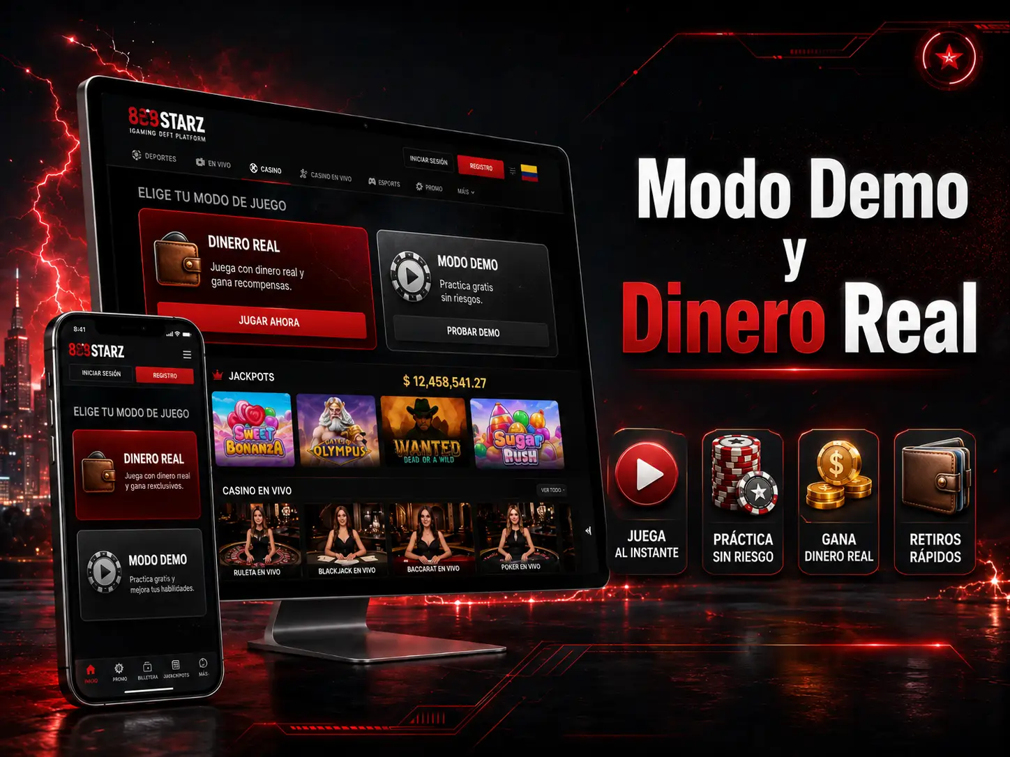 Modo demo y juego con dinero real
